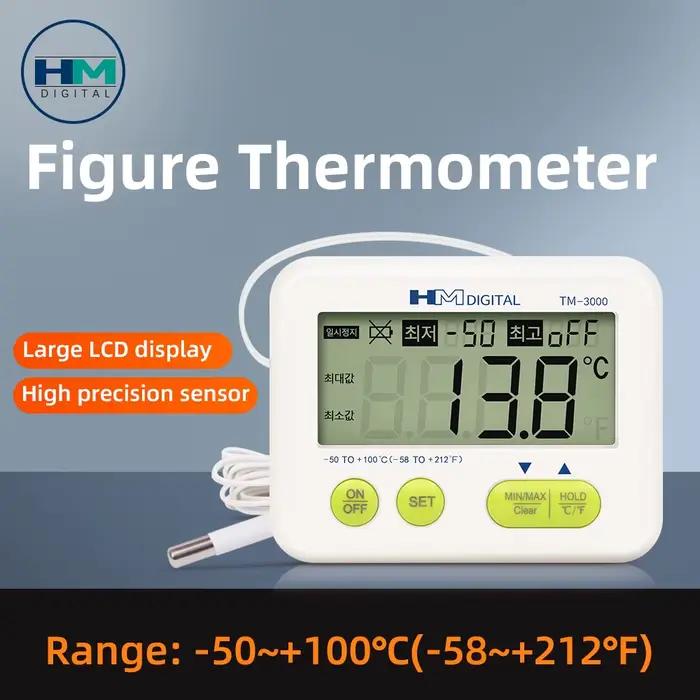 Testeur de température thermomètre numérique LCD -50 à 100 ℃   Compteur de température avec sonde externe, alarme de surtempérature, dos magnétique puissant