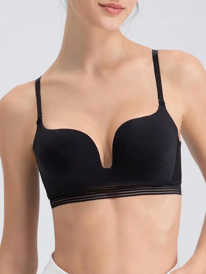 Lingerie française sexy pour femme sans anneaux en acier Soutien-gorge push-up avec un design au dos en U pour un soutien amélioré et un dos ouvert