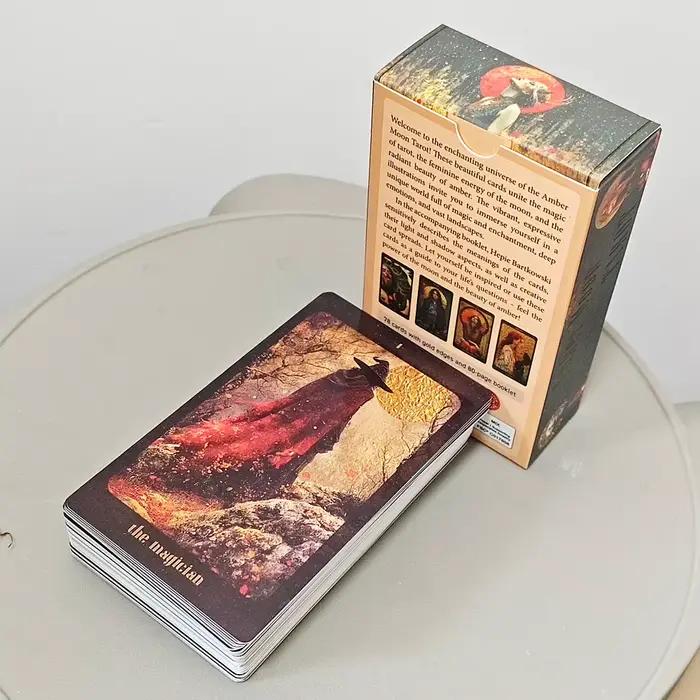 Jeu de tarot Amber Moon : 78 cartes cinématiques – Ensemble de divination sur le thème de la magie lunaire et de l'énergie féminine 12*7cm