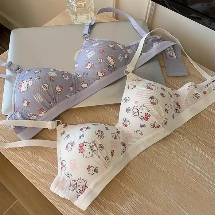 Dessin animé Hello Kittys sous-vêtements pour femme Kawaii filles soutien-gorge Sexy sans fil Push Up