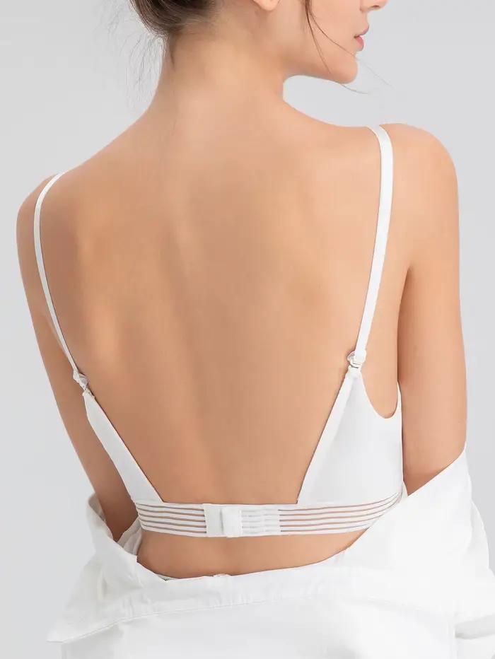Lingerie française sexy pour femme sans anneaux en acier Soutien-gorge push-up avec un design au dos en U pour un soutien amélioré et un dos ouvert