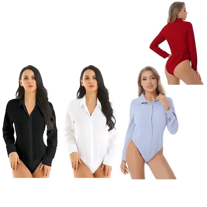 Chemise corporelle pour femmes, uniformes de travail de bureau, chemisiers blancs, vêtements Slim, chemise OL à manches longues, justaucorps, collants de travail faciles d'entretien