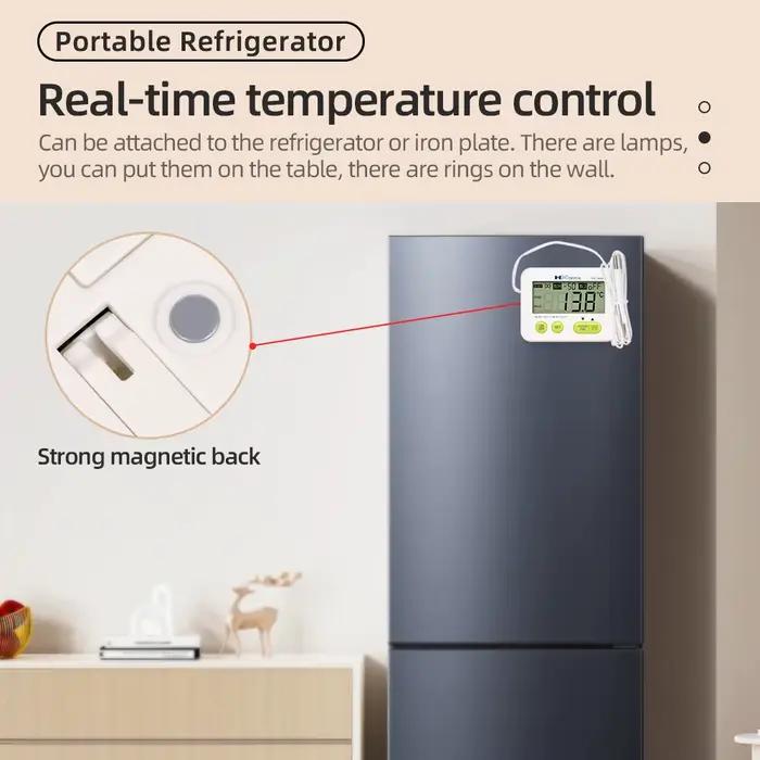 Testeur de température thermomètre numérique LCD -50 à 100 ℃   Compteur de température avec sonde externe, alarme de surtempérature, dos magnétique puissant