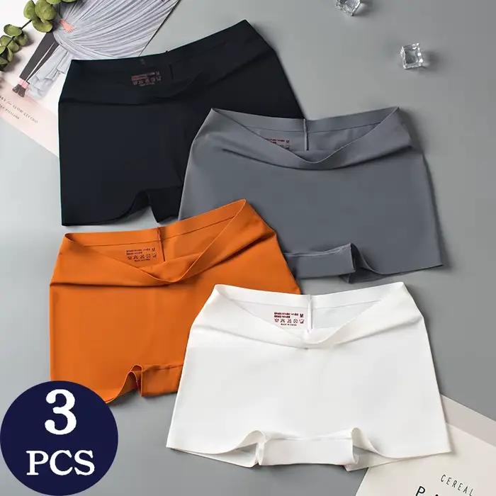 3 pièces culottes femmes doux sous-vêtements féminins soie Boyshorts