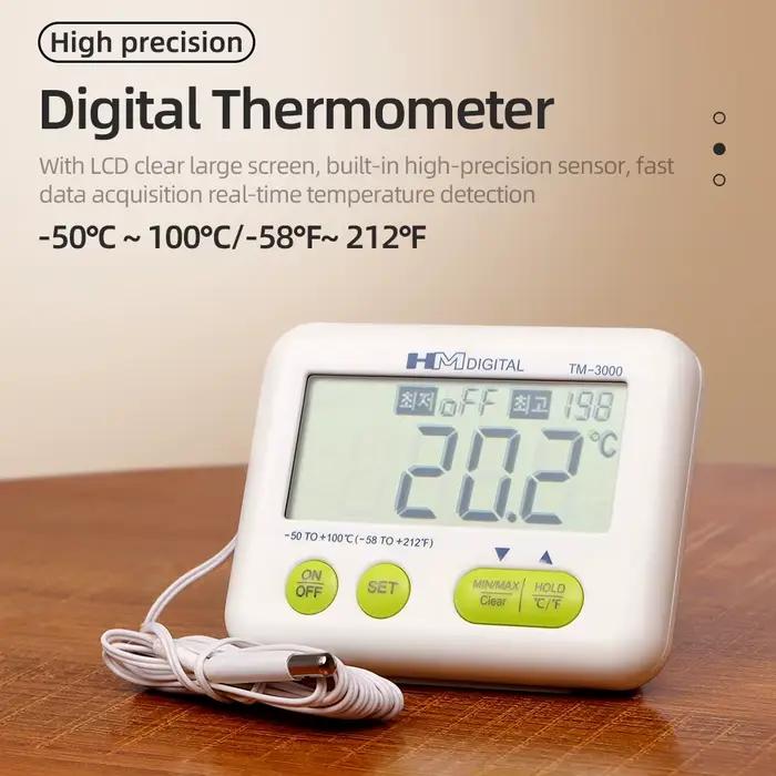 Testeur de température thermomètre numérique LCD -50 à 100 ℃   Compteur de température avec sonde externe, alarme de surtempérature, dos magnétique puissant