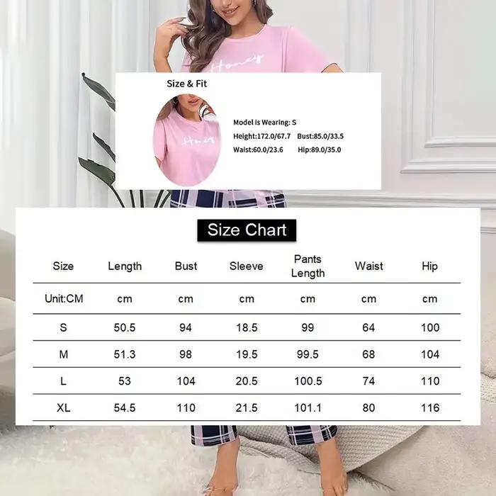 Ensemble de pyjama 2 pièces à imprimé lettre pour femme