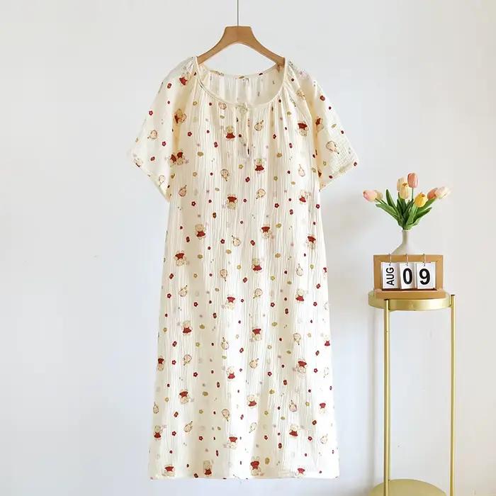 Chemise de nuit en tissu de coton avec coussinet de poitrine