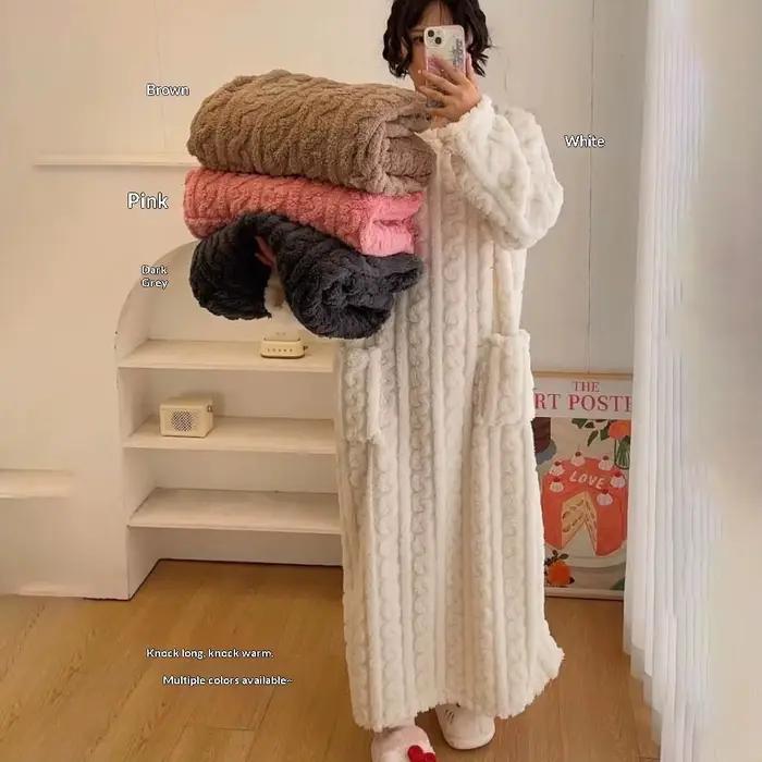 Chemise de nuit en flanelle à manches longues pour femmes