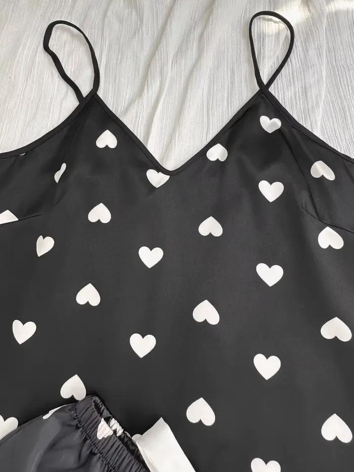 Pyjama mignon à imprimé cœur pour femme
