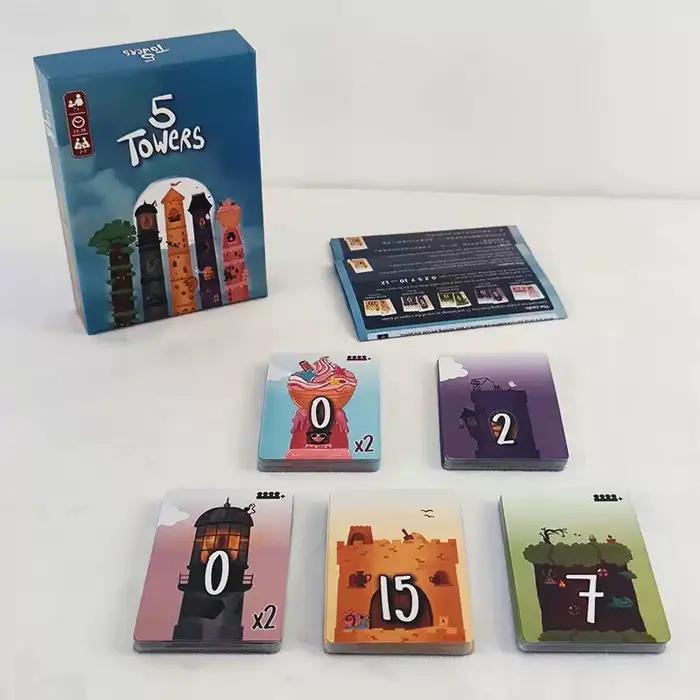 Jeu de société de puzzle d'empilage de tours abstraites 5 Tours, version chinois-anglais, pour les moments de loisirs en groupe