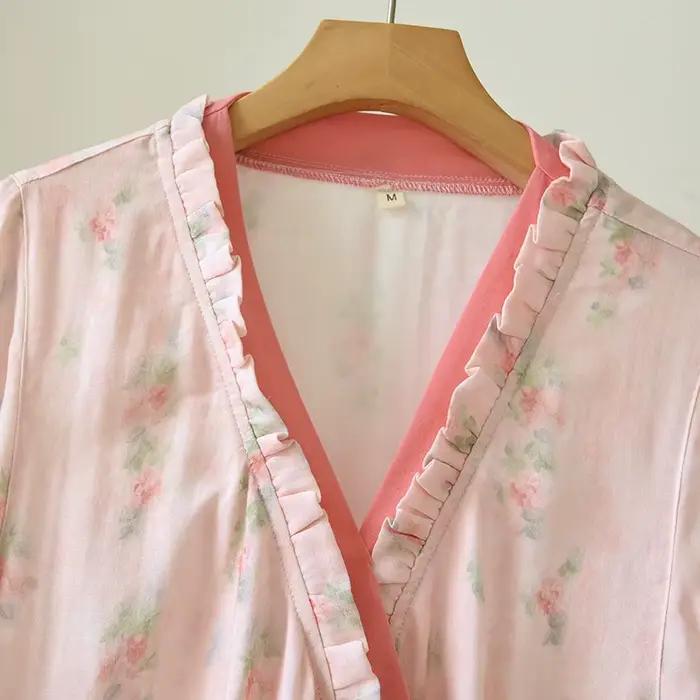 Chemise de nuit de style kimono en tissu de bambou pour femmes printemps et été chemises
