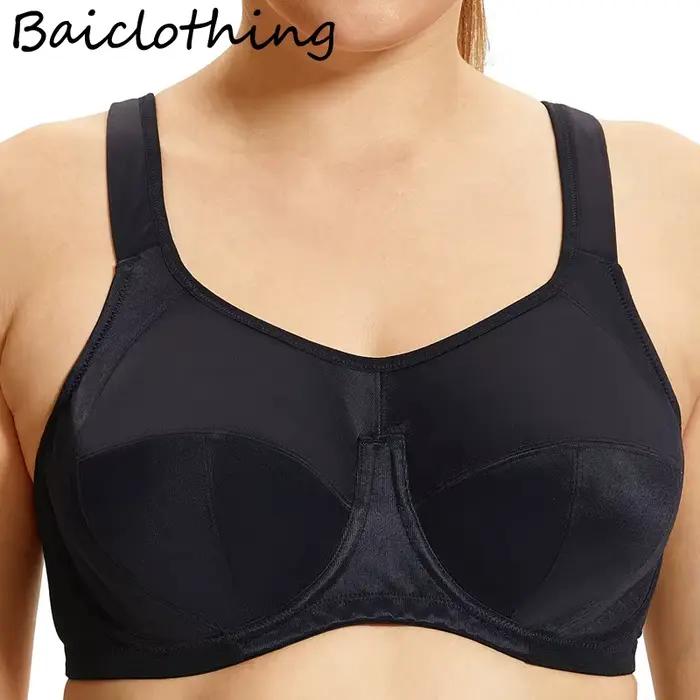 Soutien-gorge à armatures X-Back pour femmes, contrôle du rebond, couverture complète, sport actif, tissu polyamide, tasse pleine, fermeture au dos, bretelles non convertibles, couleurs fuchsia et noir, toutes tailles disponibles