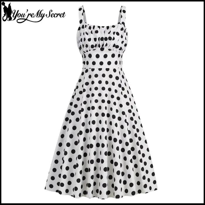 [You're My Secret] Robe Rockabilly des années 50 et 60 pour femmes, robe vintage à pois, robe de scène pour femmes, vêtements d'été pour femmes