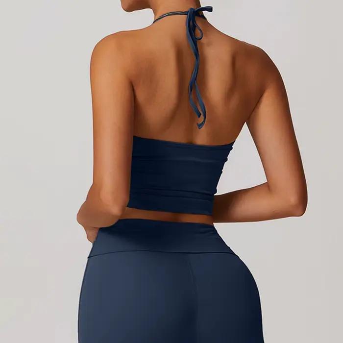 Women Tie Up Neck Sports Bra Sexy Beautiful Back Top Push Up Fitness Bra Yoga Gym Workout Bra Fitness Top Sports Breathable Bra