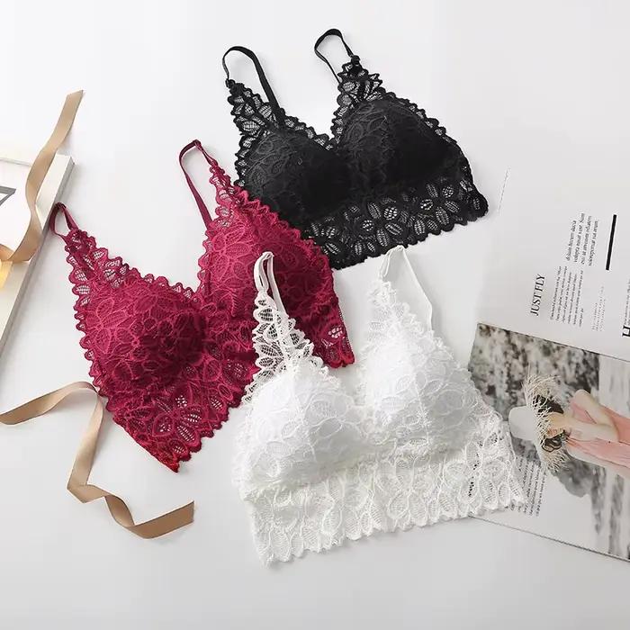 Soutien-gorge sans fil en dentelle pour femmes