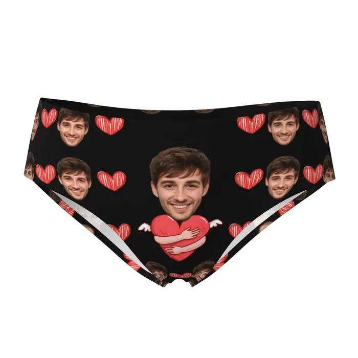 Lingerie personnalisée avec photo du visage pour femmes, cadeau de la Saint-Valentin, lingerie respirante et confortable