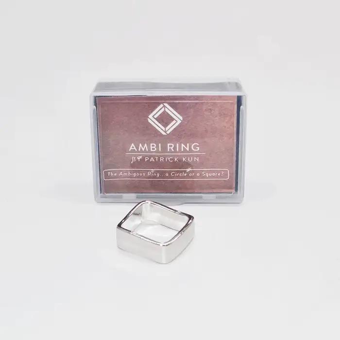 Anneau Ambi (argent/noir), tours de magie, cercle carré, accessoires de magicien, gros plan, Illusion d'optique de rue, accessoires Gimmick