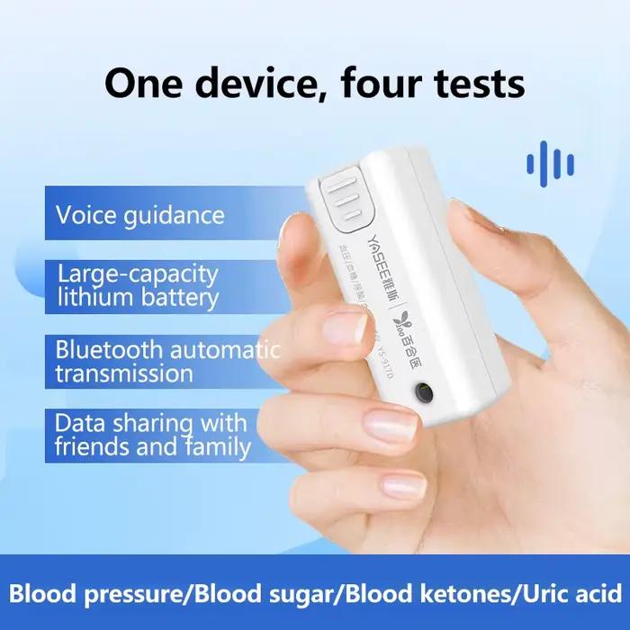 Pression artérielle glycémie cétone acide uricique 4 en 1 moniteur de santé APP Bluetooth Rechargeable haute précision Test sanguin Mete