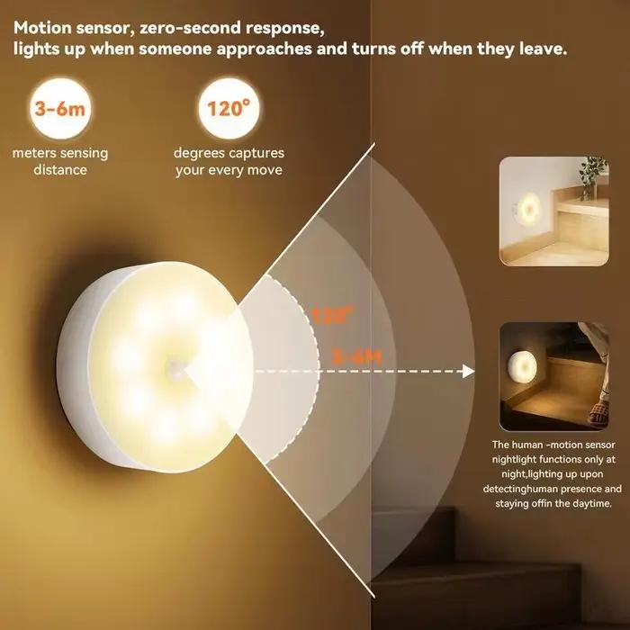 Veilleuse intelligente à détection LED avec capteur numérique, fixation magnétique sans fil, lampe de nuit protectrice pour les yeux