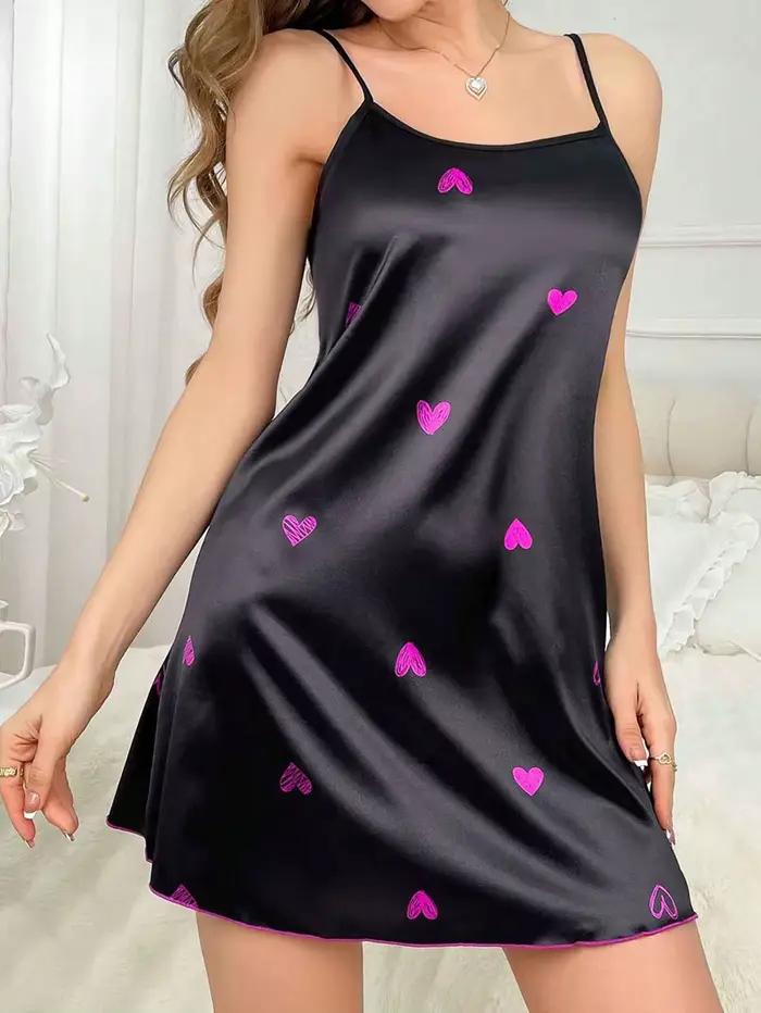 Chemise de nuit Sexy en Satin imprimé papillons