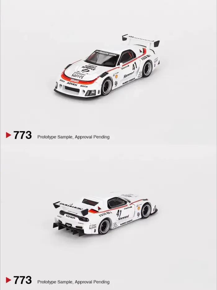 MINIGT 773 #   Modèle de voiture en alliage blanc, corps large RX7 LB n ° 41, 1:64