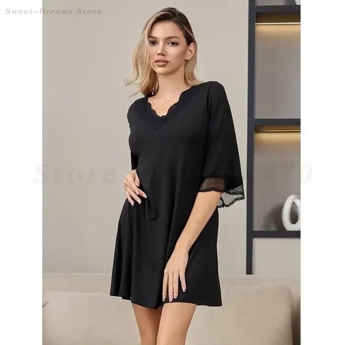 Vêtements de nuit pour femmes Sexy dentelle col en v chemise