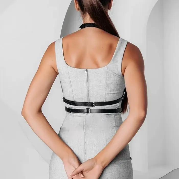 Harnais en cuir PU pour femme, ceinture de corps tendance, style gothique punk, bretelles réglables pour accessoires vestimentaires
