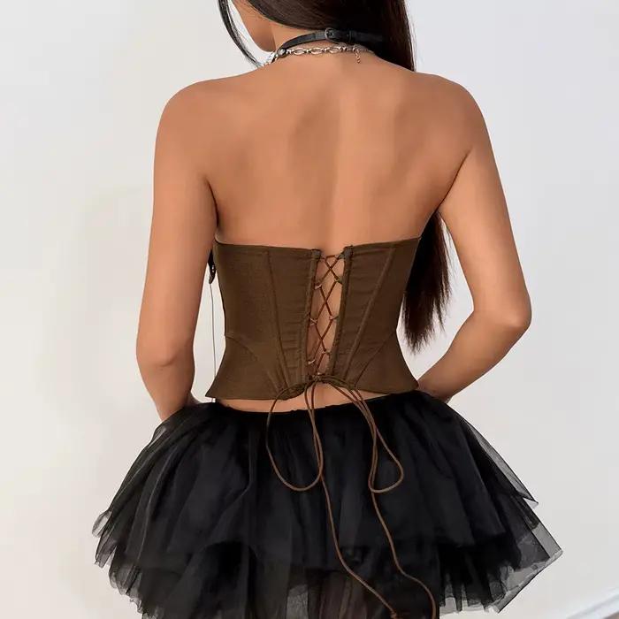Corset marron pour femme