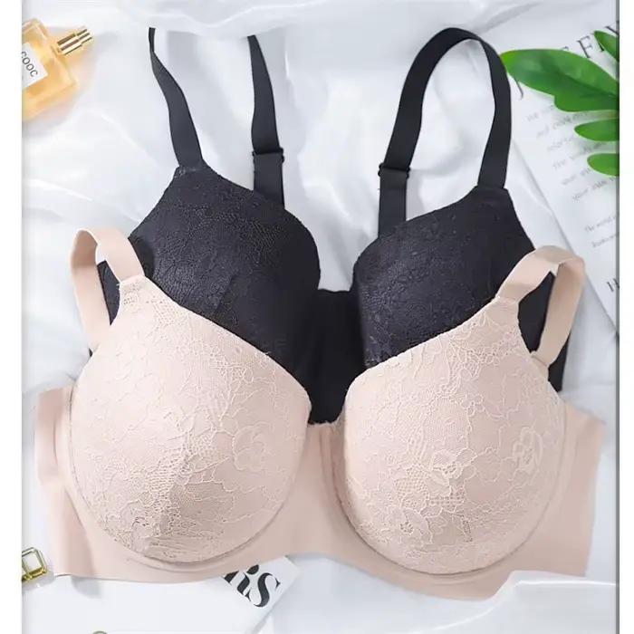 Soutien-gorge en dentelle sans couture pour femmes, confortable, respirant, grande taille, Sexy, à armatures, noir, rose, M L XL 2XL 3XL 4XL