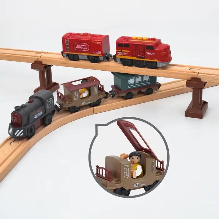 Ensemble de Train électrique en alliage connectable, petit Train électrique Compatible avec Thomas Brio, jouets de traque en bois, jouet pour enfants