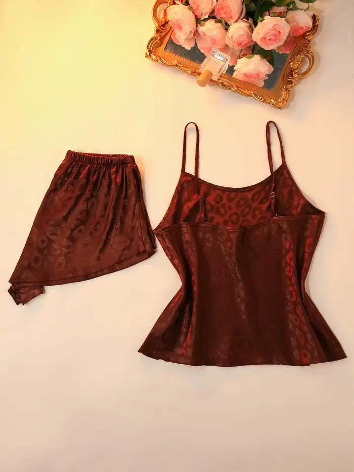 Ensemble pyjama élégant à imprimé léopard marron pour femmes