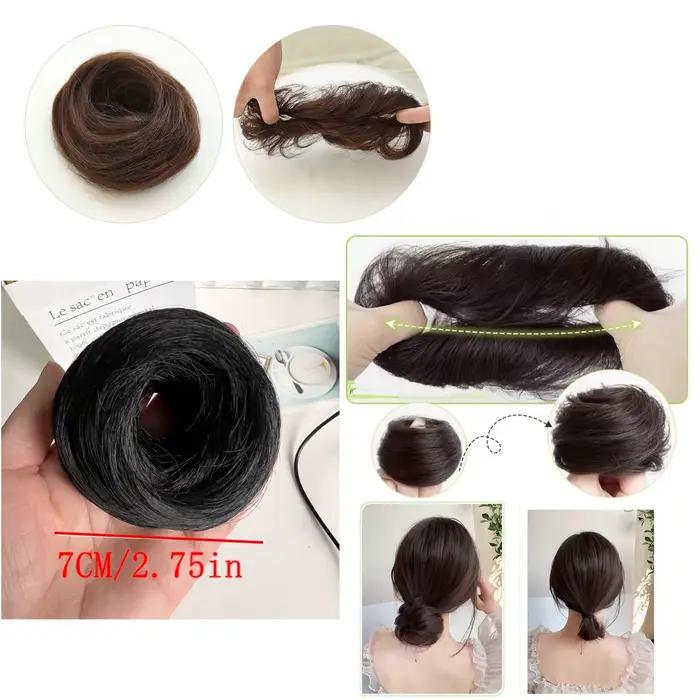 Perruque Updo synthétique facile à porter, Chignon lisse et élégant avec élastique, postiche queue de cheval en Fiber résistante à la chaleur