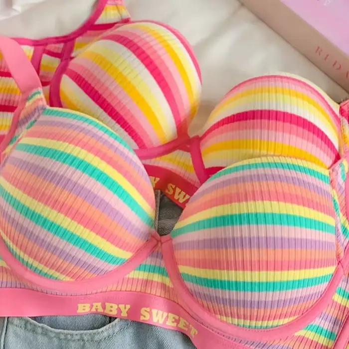Y-Dopamine-Soutien-gorge arc-en-ciel sexy pour femmes, sans couture, anneau en acier, sous-vêtements gratuits, lingerie, bralette