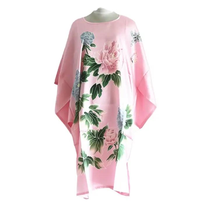 Robe de nuit imprimée en polyester pour femmes, style basique et national chinois, confortable et élégante pour les nuits d'été et les occasions spéciales