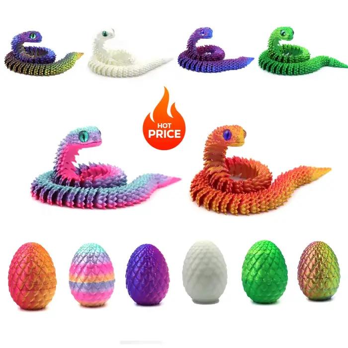 Oeufs de serpent imprimés en 3D, décoration de maison, moules de serpent créatifs réduisant la pression, articles de décoration pour la maison, figurines d'anime rotatives en mouvement