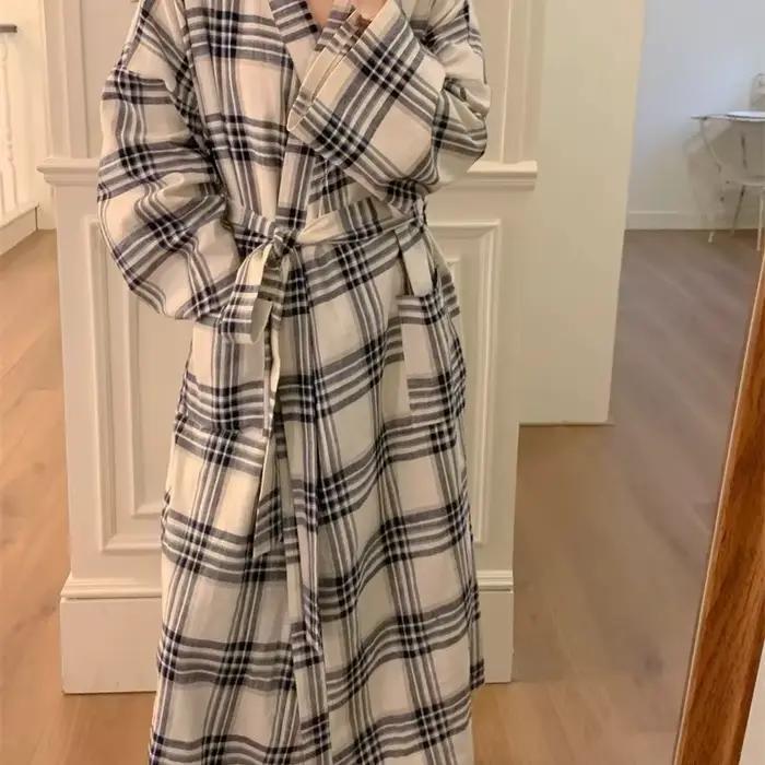 Nouvelle collection été : Robe de nuit imprimée élégante pour femme, style INS, pyjama ample pour filles, tenue d'intérieur