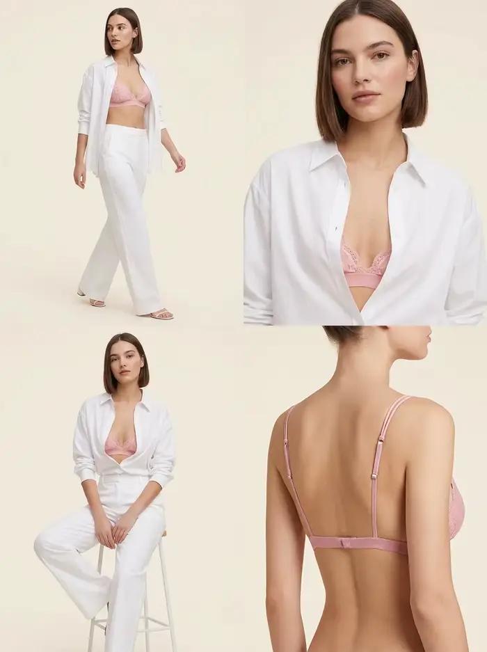 Soutien-gorge en dentelle pour femme, style français, lingerie à bonnets triangulaires pour filles, soutien-gorge sans armatures en V profond, sous-vêtements doux, fins et sans coutures