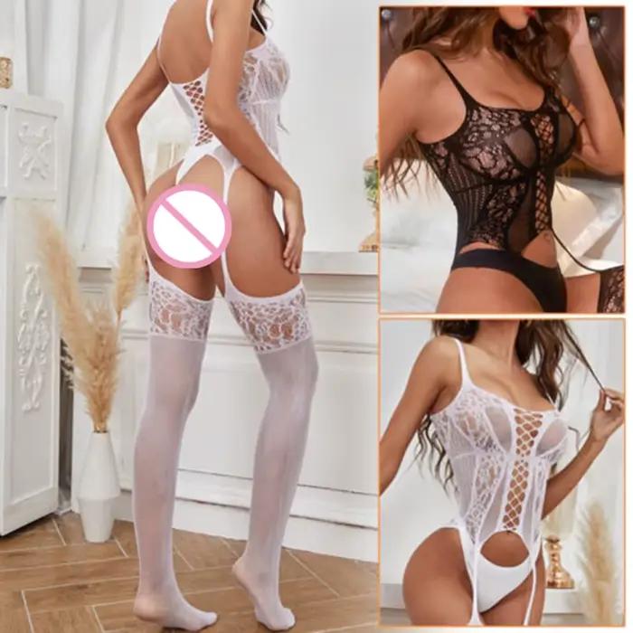 Lingerie Body Femme Sexy à Entrejambe Ouvert
