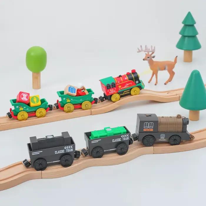 Ensemble de Train électrique en alliage connectable, petit Train électrique Compatible avec Thomas Brio, jouets de traque en bois, jouet pour enfants