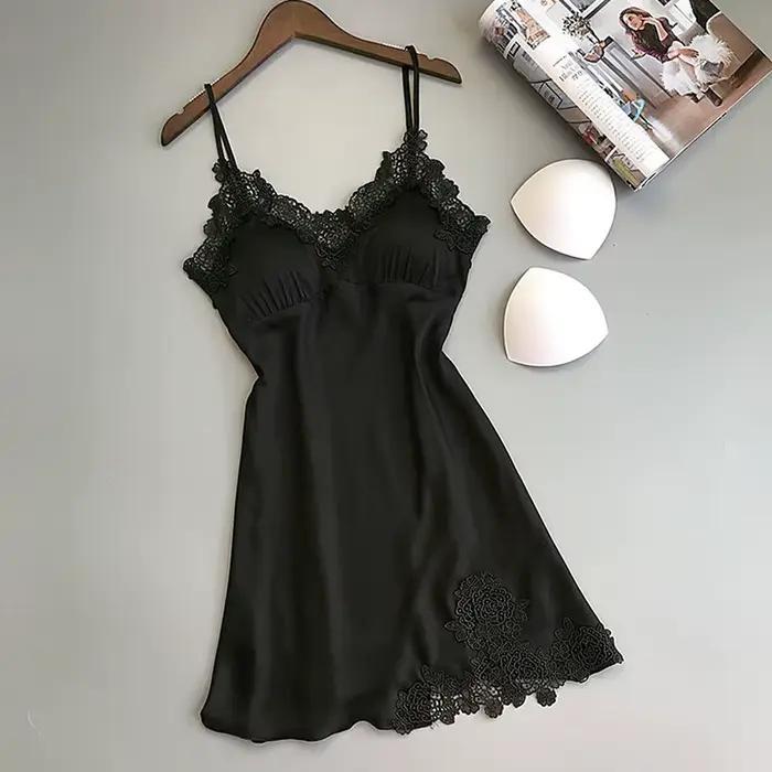 Dames Sexy injSatin Nuit Robe fibrNighties V-cou Chemise