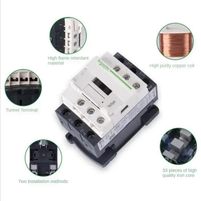 Contacteur Schneider 220V AC, contacteur tripolaire 3P 3 phases 3 pôles 50/60Hz LC1D25 LC1D32 LC1D38, tension de la bobine 24V 110V 220V 380V