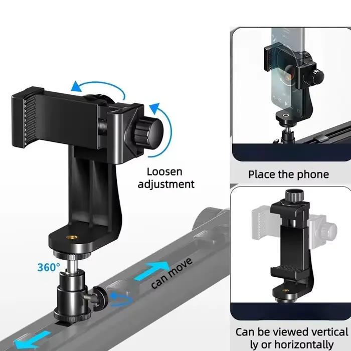 Bras articulé - Réglable à 360° °   Microphone rotatif en alliage d'aluminium robuste, support de bureau, support de table pliable, bras de fixation stabilisés en forme de ciseaux