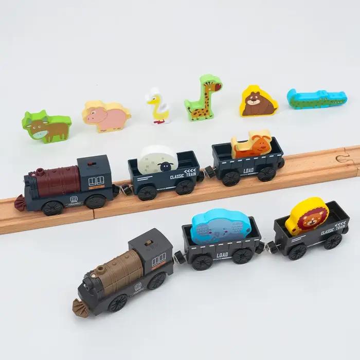 Ensemble de Train électrique en alliage connectable, petit Train électrique Compatible avec Thomas Brio, jouets de traque en bois, jouet pour enfants
