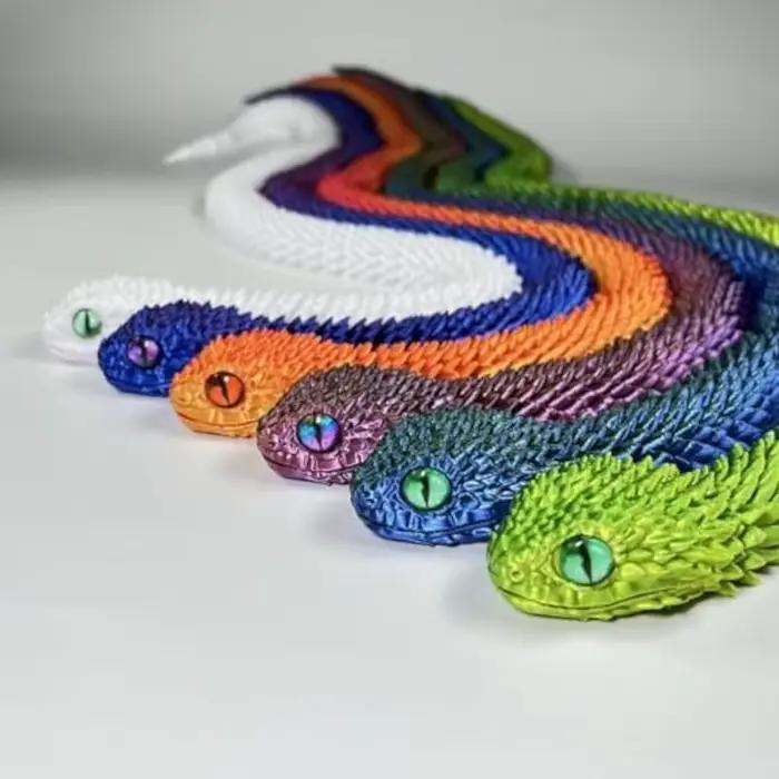 Nouvelle Statue de Serpent Réaliste Imprimée en 3D 2026, Jouet Anti-Stress Articulé, Simulation de Serpent, Ornement de Bureau, Modèle Animal, Cadeau