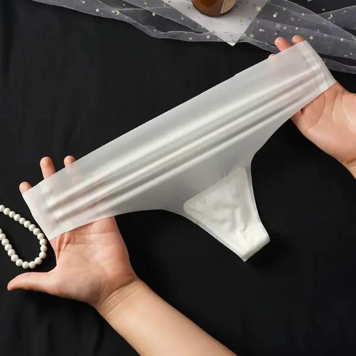 String Transparent Ultra-fin pour femmes, 3 pièces/lot, Sexy, sans couture, taille basse, couleur unie, t-pantalon, culotte de sous-vêtements à séchage rapide