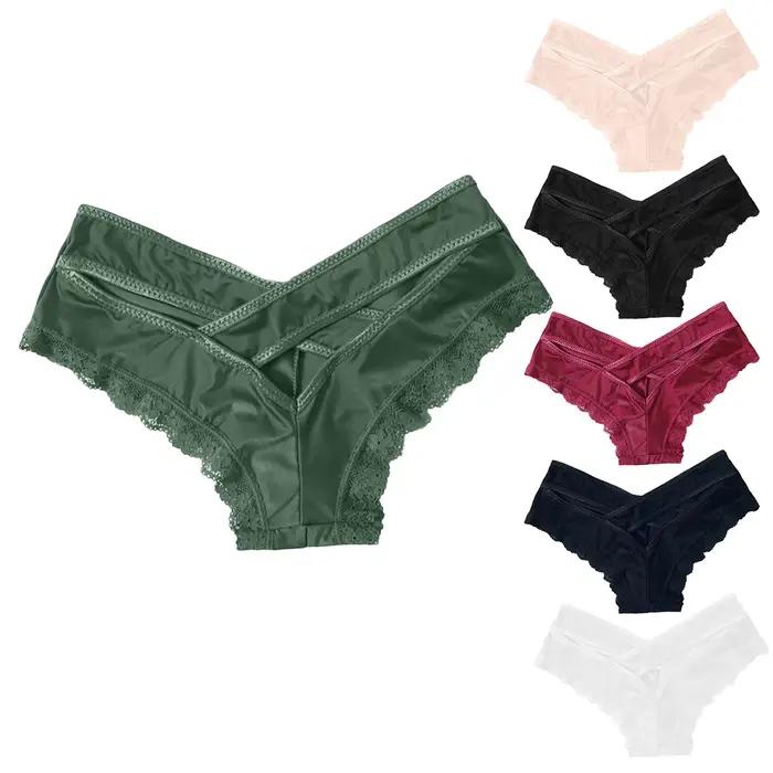 Femmes Sexy sans couture culotte brésilienne dentelle caleçon Transparent maille crochet slips respirant taille basse Ropa intérieur Femenina