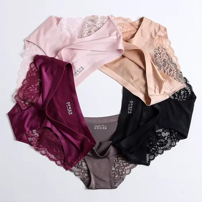 TEXIWAS 4 pièces/lot culottes en dentelle femmes sans couture dames sous-vêtements slips
