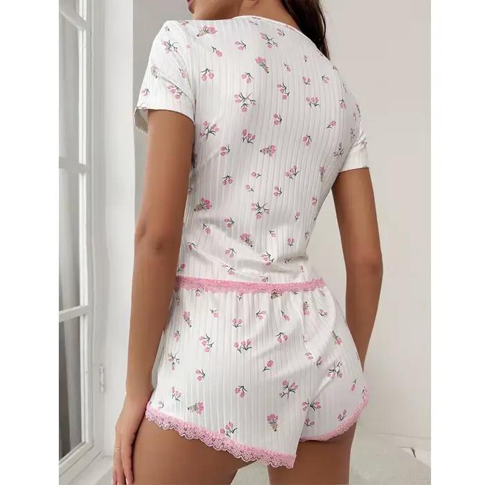 Ensemble de vêtements de nuit à imprimé Floral pour femmes