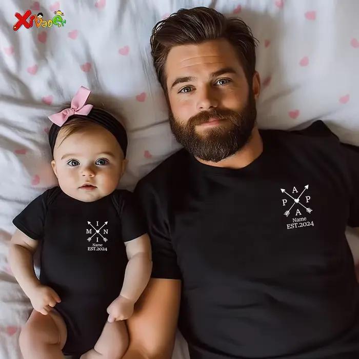 Chemise personnalisée pour la fête des pères, chemise familiale personnalisée avec noms de fête des pères, chemises cadeaux pour PAPA MAMA, t-shirt pour bébé, body cadeau