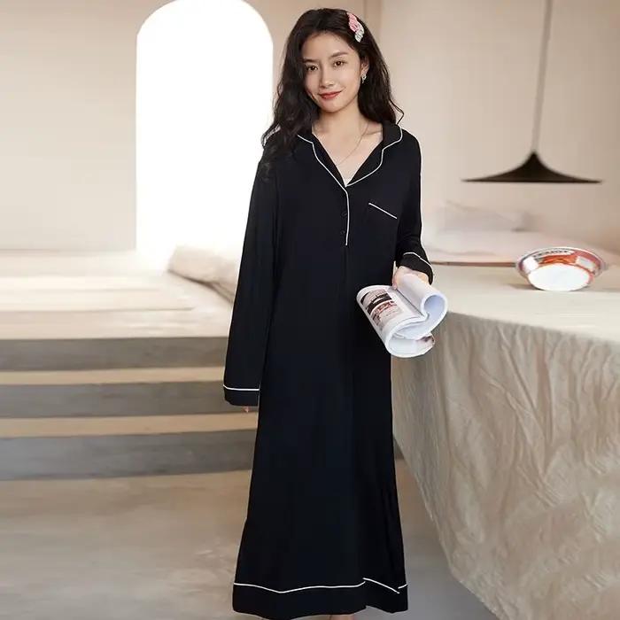 Chemise de nuit noire pour femme